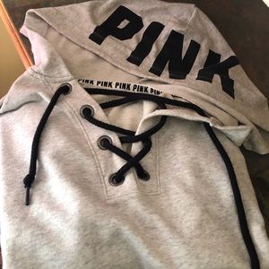 VS Pink Lace-Up Hoodie
